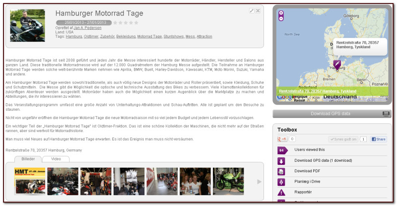 Hamburger Motorrad Tage activity on Tourstart web site for motorcyclists