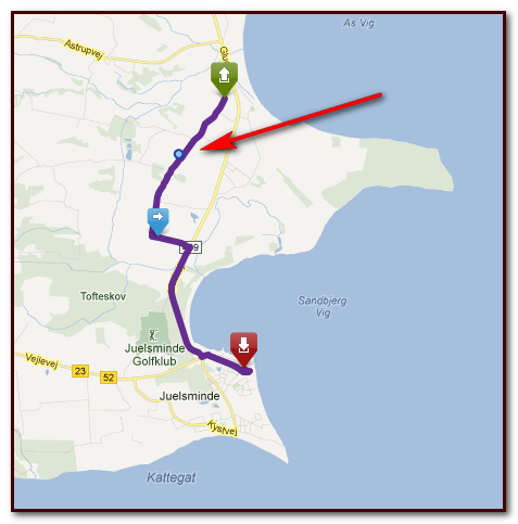 Motorcycle route plan with a drag point to adjust the route