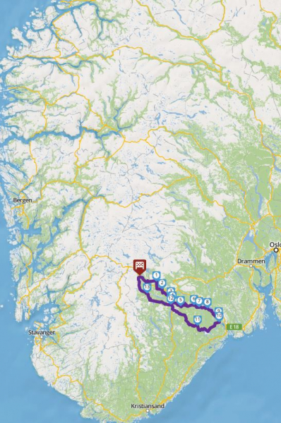 Tour Vinjar-Øyfjell-Fjågesund-Ulefoss-Drangedal-Vrådal-Dalen-Vinjar image